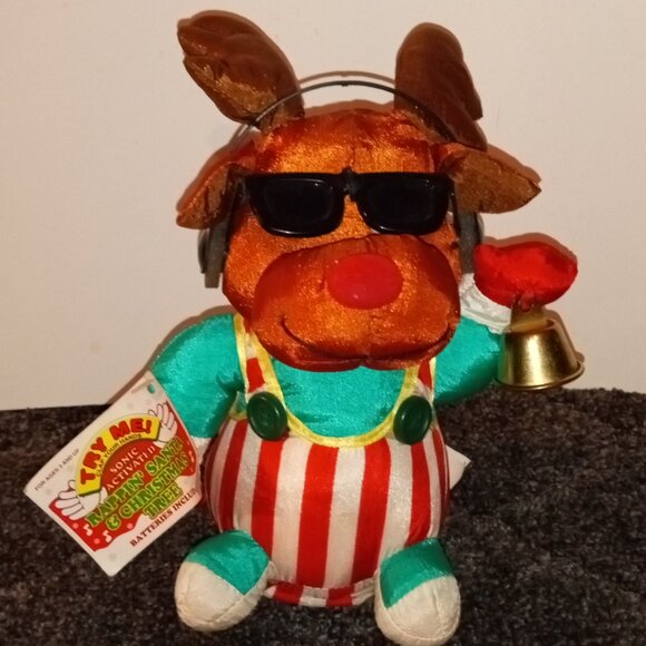 RAPPING COLORFUL 8" INCH ANIMATED REINDEER THAT SHAKES, RING THE BELL AND RAP - Picture 1 of 5
